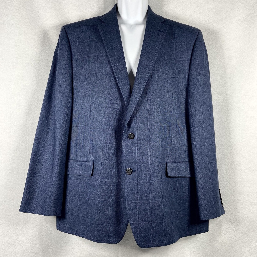 Lauren Ralph Lauren Jacket Mens 46R Blue Blazer Sport Coat Wool Silk Blend Plaid